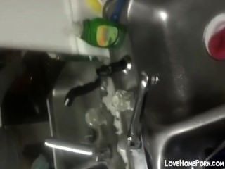 secret cam in the kitchen catches couple fucking