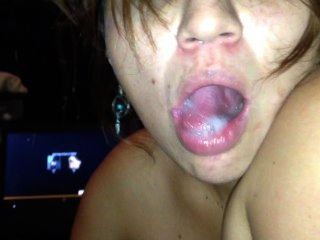 cum mouth swallows