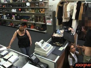 sexy latina stewardess fucked in a pawn shop